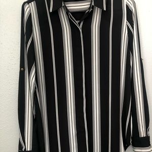 Button Down Flowy Blouse - stripes